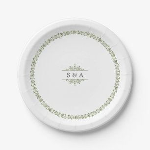 Elegant formal classic vintage wedding monogram paper plate