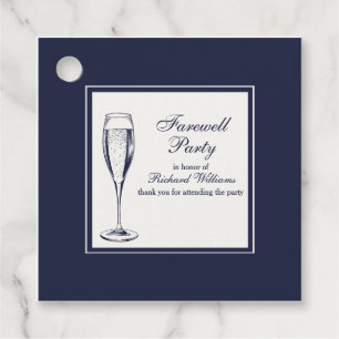 Elegant Formal Dark Bleu White Farewell Party Favour Tags