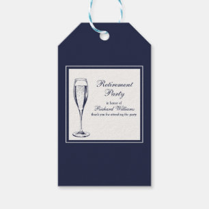 Elegant Formal Dark Bleu White Retirement  Gift Tags