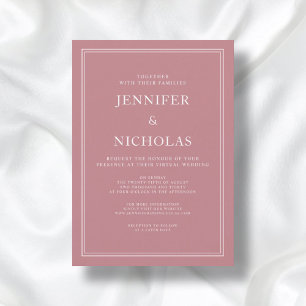 Elegant Formal Dusty Pink Virtual Wedding  Invitation