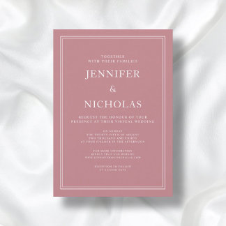 Elegant Formal Dusty Pink Virtual Wedding Invitation