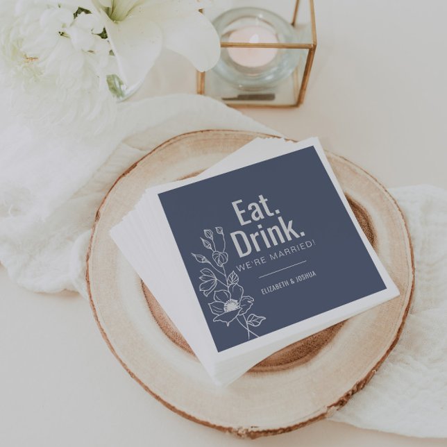Elegant Formal Eat Drink We're Married Wedding   Napkin (Creator Uploaded)