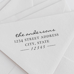 Elegant Formal Family Name Return Address Rubber Stamp