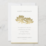 ELEGANT FORMAL FAUX GOLD LOTUS FLORAL BUSINESS  HOLIDAY CARD<br><div class="desc">If you need any further customisation please feel free to message me on yellowfebstudio@gmail.com.</div>