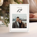 Elegant Formal Frame Calligraphy Wedding Photo Table Number<br><div class="desc">Elegant Formal Black Frame Calligraphy Custom Photo Wedding Table Number</div>