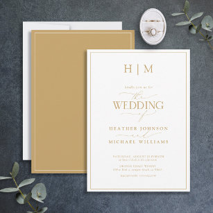 Elegant Formal Gold Calligraphy Wedding Invitation