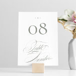 Elegant Formal Grey on White Calligraphy Wedding Table Number<br><div class="desc">Table Number - elegant and impressive - part of a collection</div>