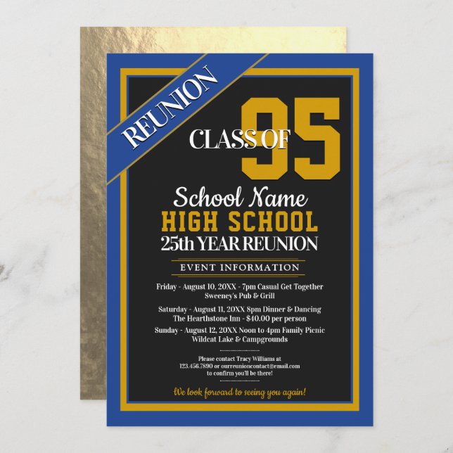Elegant Formal High School Reunion Invitations (Front/Back)