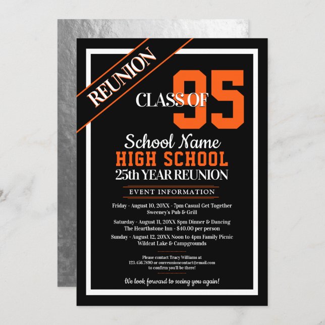 Elegant Formal High School Reunion Invitations (Front/Back)