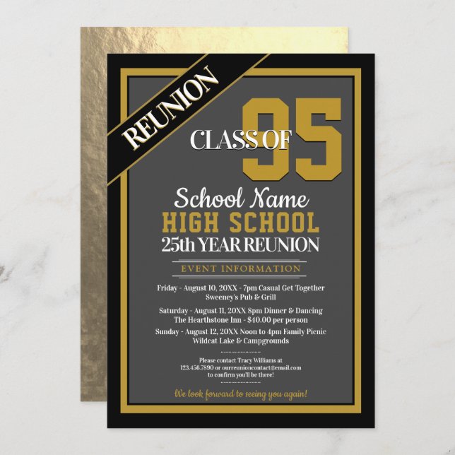 Elegant Formal High School Reunion Invitations (Front/Back)