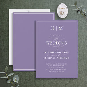 Elegant Formal Lilac Lavender Calligraphy Wedding  Invitation