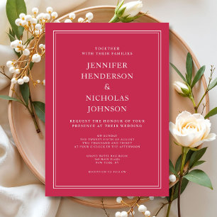 Elegant Formal Magenta Red Wedding Invitation