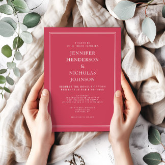 Elegant Formal Magenta Red Wedding Invitation