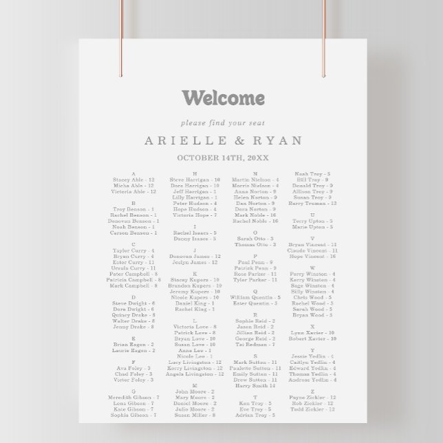 Elegant Formal Minimal Alphabetical Seating Chart (Creator Uploaded)