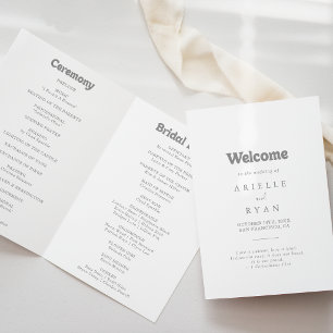 Elegant Formal Minimal Folded Wedding Programme