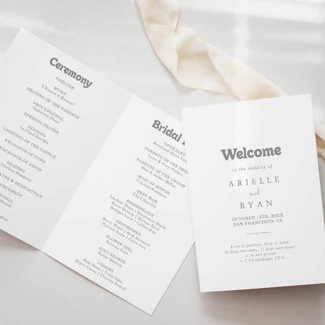Elegant Formal Minimal Folded Wedding Programme (Creator Uploaded)