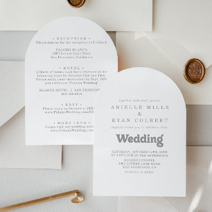 Elegant Formal Minimal Front & Back Wedding Invitation