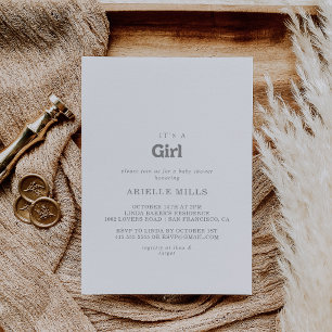 Elegant Formal Minimal It's A Girl Baby Shower Invitation
