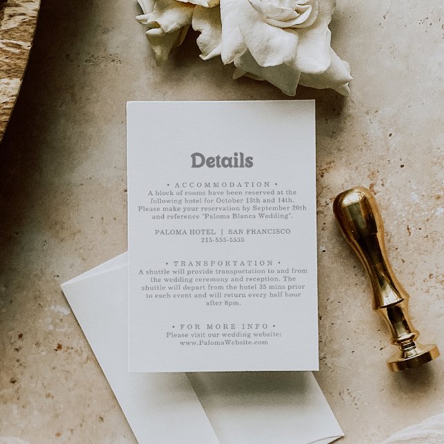 Elegant Formal Minimal Wedding Details Enclosure Card (Creator Uploaded)