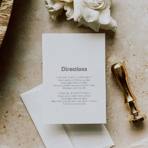 Elegant Formal Minimal Wedding Directions Enclosure Card
