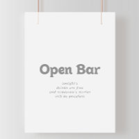 Elegant Formal Minimal Wedding Open Bar Sign