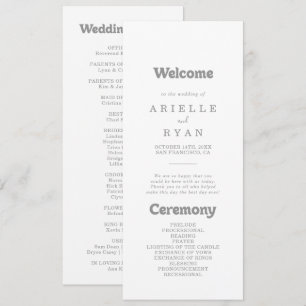 Elegant Formal Minimal Wedding Program Programme