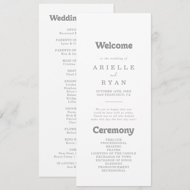 Elegant Formal Minimal Wedding Program Programme (Front/Back)