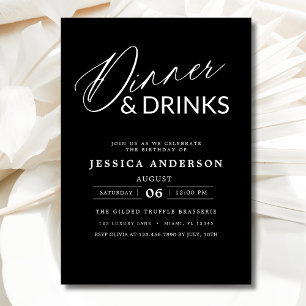 Elegant Formal Minimalist Black Dinner Party Invitation
