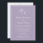 Elegant Formal Monogram Dusty Purple Wedding Invitation<br><div class="desc">Traditional style dusty purple / lavender wedding invitation with a simple and classic design with your two initial monogram and your names in an elegant calligraphy inside of a thin border. All design elements may be changed in the design editing tool. These elegant wedding invitations are perfect for a formal...</div>