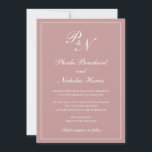 Elegant Formal Monogram Dusty Rose Pink Wedding Invitation<br><div class="desc">Traditional style dusty rose pink wedding invitation with a simple and classic design with your two initial monogram and your names in an elegant calligraphy inside of a thin border. All design elements may be changed in the design editing tool. These elegant wedding invitations are perfect for a formal wedding....</div>