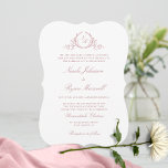 Elegant Formal Monogram Dusty Rose Wedding Invitation<br><div class="desc">Delight friends and family with this elegant wedding invitation showcasing exquisite fine hand drawn leafy botanical monogram with bride and groom's initials. Clean and simple design full of elegance and grace with hand written calligraphy details. Elegant design with parents names. Several card shape options to choose from. Part of our...</div>