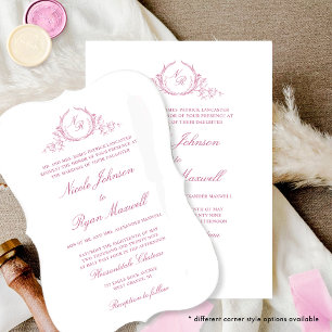 Elegant Formal Monogram Mauve Pink Wedding Invitation