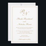 Elegant Formal Monogram Traditional Gold Wedding Invitation<br><div class="desc">Traditional style faux gold wedding invitation with a simple and classic design with your two initial monogram and your names in an elegant calligraphy inside of a thin border.  All design elements may be changed in the design editing tool. These elegant wedding invitations are perfect for a formal wedding.</div>