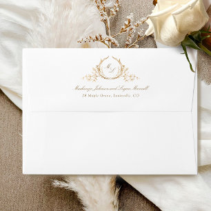 Elegant Formal Monogram, White (or Other) Wedding Envelope