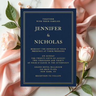 Elegant Formal Navy Blue Wedding Foil