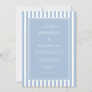 Elegant Formal Powder Blue Stripes Wedding Invitation