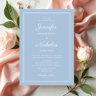 Elegant Formal Powder Blue Wedding Invitation