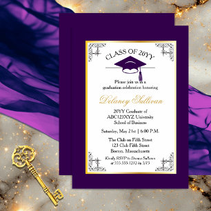 Elegant Formal Purple College Graduation Party Invitation