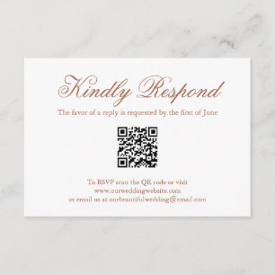 Elegant Formal QR Code Terracotta Wedding RSVP Card
