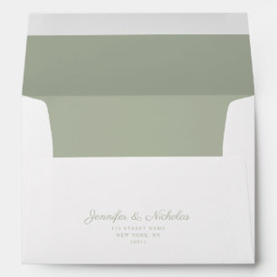 Elegant Formal Sage Greeb Script Wedding Address Envelope
