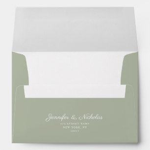Elegant Formal Sage Green Script Wedding Address Envelope