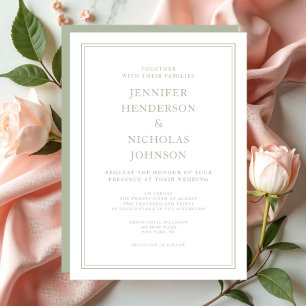 Elegant Formal Sage Green Wedding Invitation