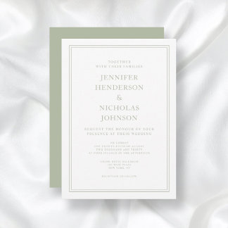 Elegant Formal Sage Green Wedding Invitation