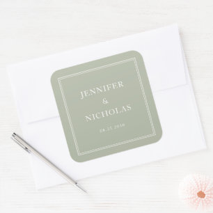 Elegant Formal  Sage Green Wedding Square Sticker
