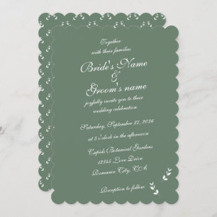 Elegant Formal Sage Olive Green Script Wedding Invitation