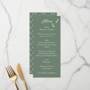 Elegant Formal Sage Olive Green Script Wedding Menu