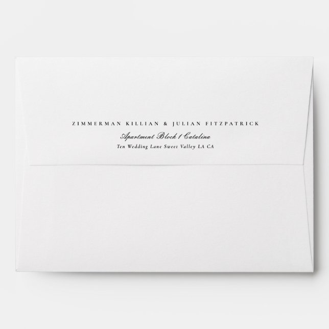 Elegant Formal Script Black White The Wedding Envelope (Back (Top Flap))