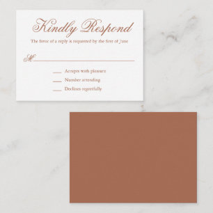 Elegant Formal Terracotta Wedding Mini RSVP Card