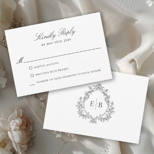 Elegant Formal Wedding Crest Monogram Logo RSVP