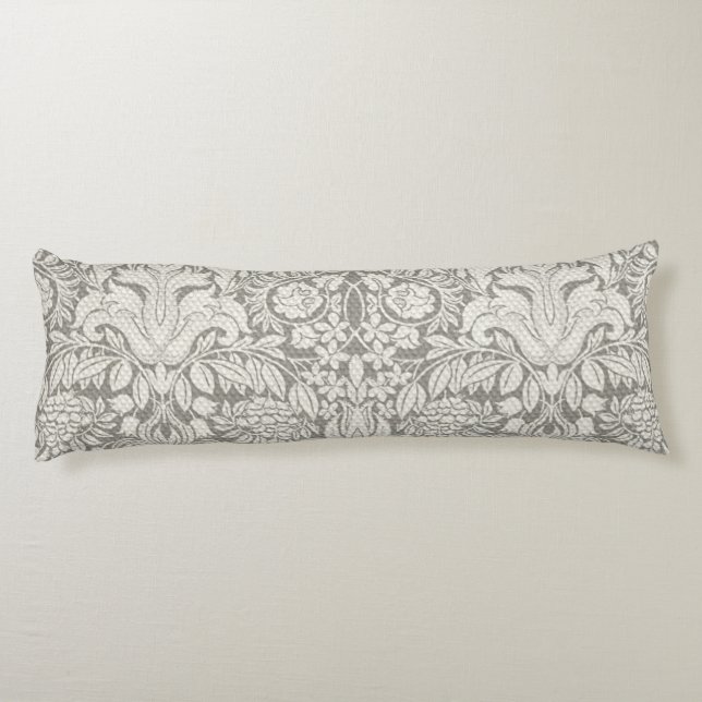 elegant formal white damask lace brocade body cushion (Back)